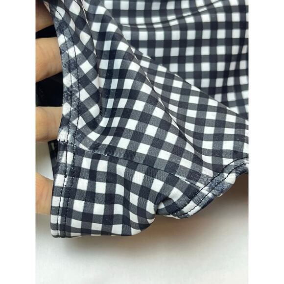 Albion Womens M Black White Gingham 2 Piece Bikini Swimsuit Set Retro High Waist - Picture 3 of 12